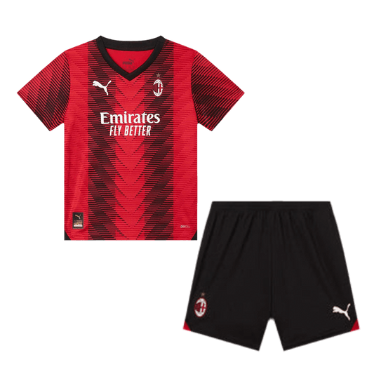 Kid's AC Milan Home Cheap Soccer Jersey Kit(Jersey+Shorts) 2023/24 Go Soccer World Shop