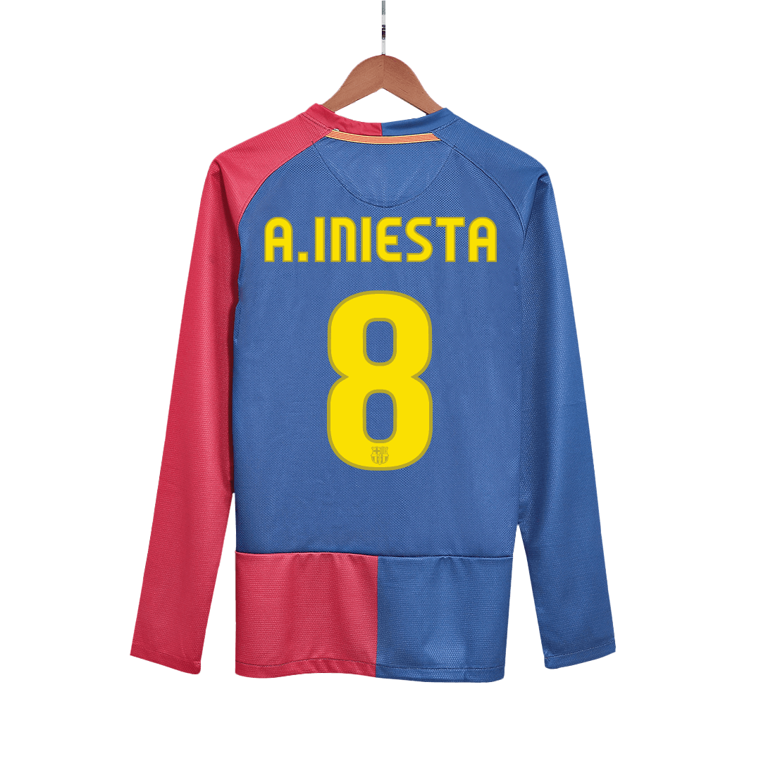 Retro A.INIESTA #8 2008/09 Barcelona Home Long Sleeve Cheap Soccer Jersey- UCL Final Go Soccer World Shop