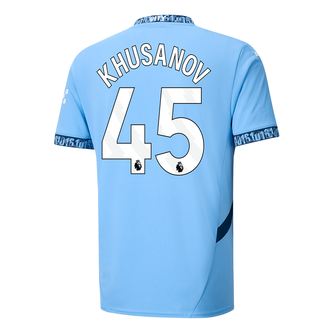KHUSANOV #45 Manchester City Home Cheap Soccer Jersey 2024/25 Go Soccer World Shop
