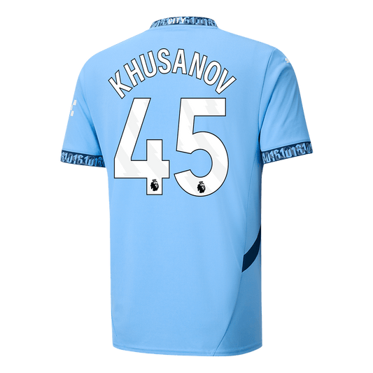 KHUSANOV #45 Manchester City Home Cheap Soccer Jersey 2024/25 Go Soccer World Shop